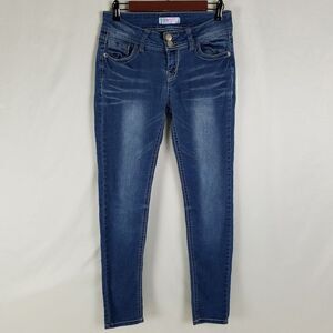 No Boundaries Jeans Juniors 9 Blue Low Rise Skinny Leg Medium Wash Denim 28x27.5